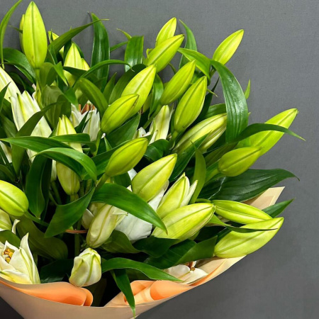 Букет_9 белых лилий